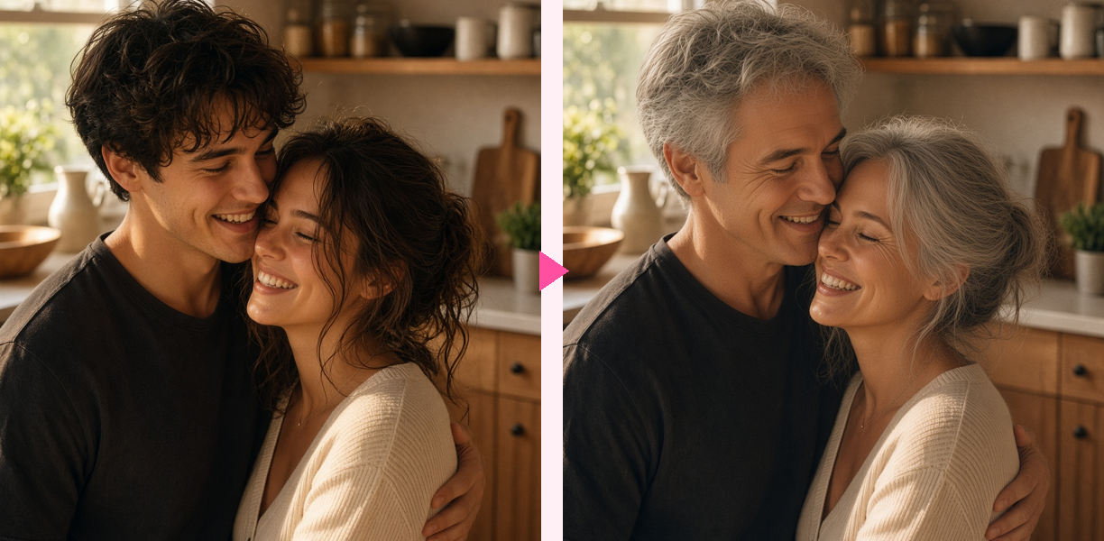 Exemple de vidéo personnalisée : un couple aujourd'hui, et dans 40 ans